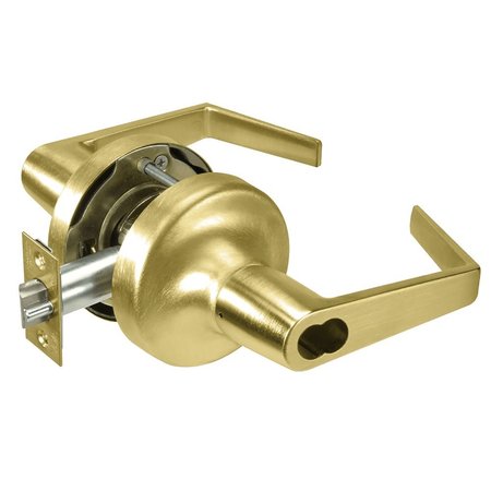 YALE Grade 2 Entry Cylindrical Lock, Augusta Lever, LFIC 6-Pin Less Core, Satin Brass Finish, Non-handed AU5307LN ICLC 606